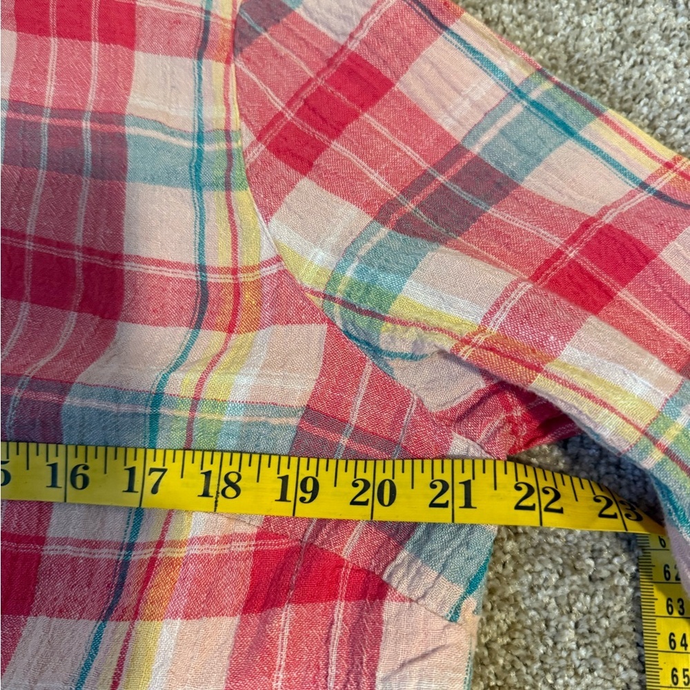 SOFT SURROUNDINGS Comfy Red and Green Button Down Shirt Womens Sz LARGE - Picture 11 of 14